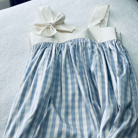 Blue and cream silk dress for little girls - Picture 3 of 7